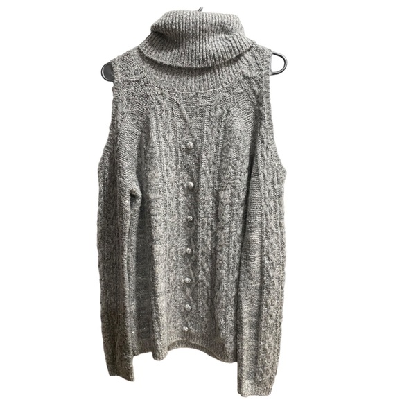 Chelsea 28‎ Sequined Soft Sweater, size Medium White Gray Silver - Picture 5 of 8